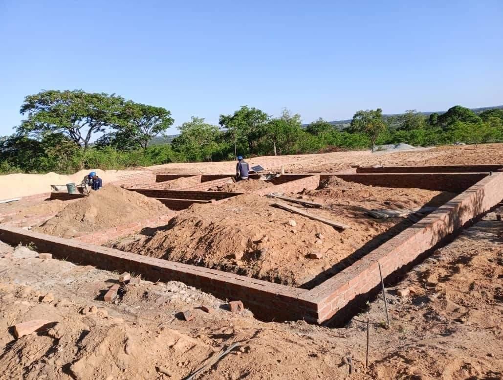 Foundation brickwork on site